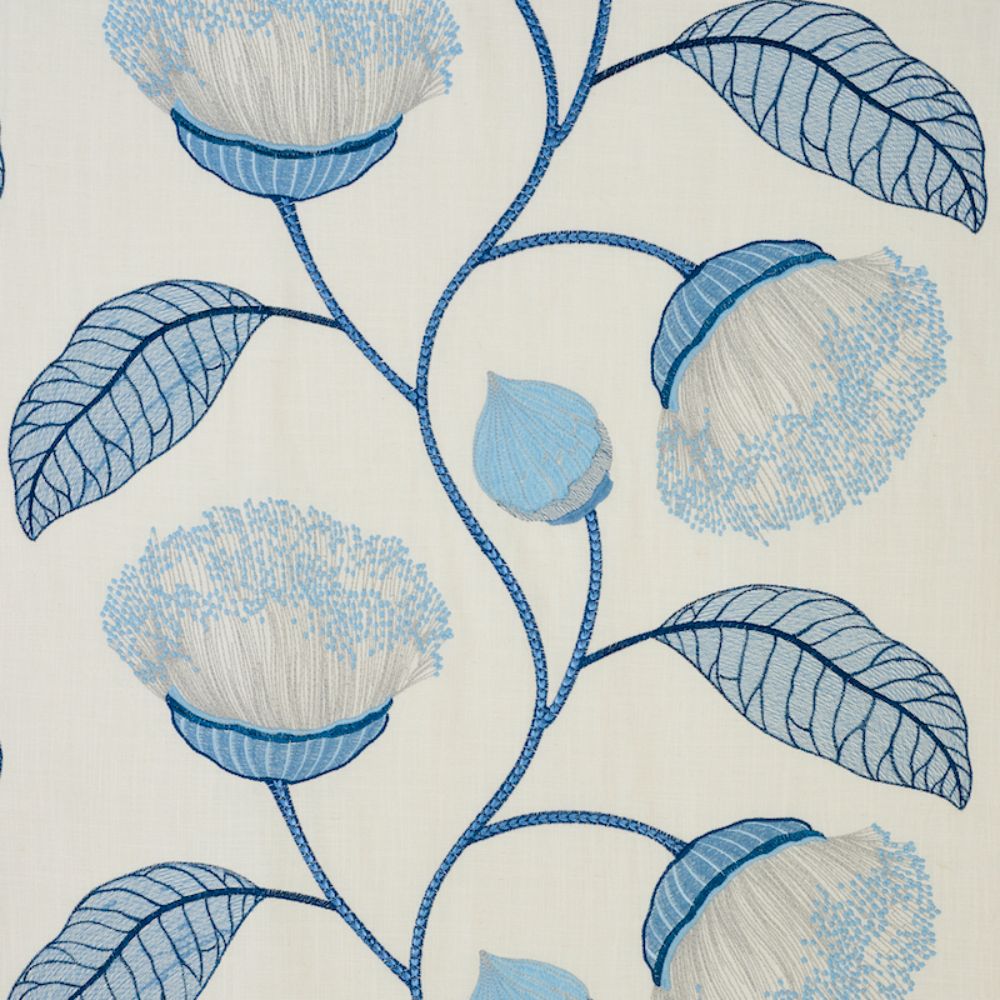 Schumacher 78301 Celinda Embroidery Fabric in Blue