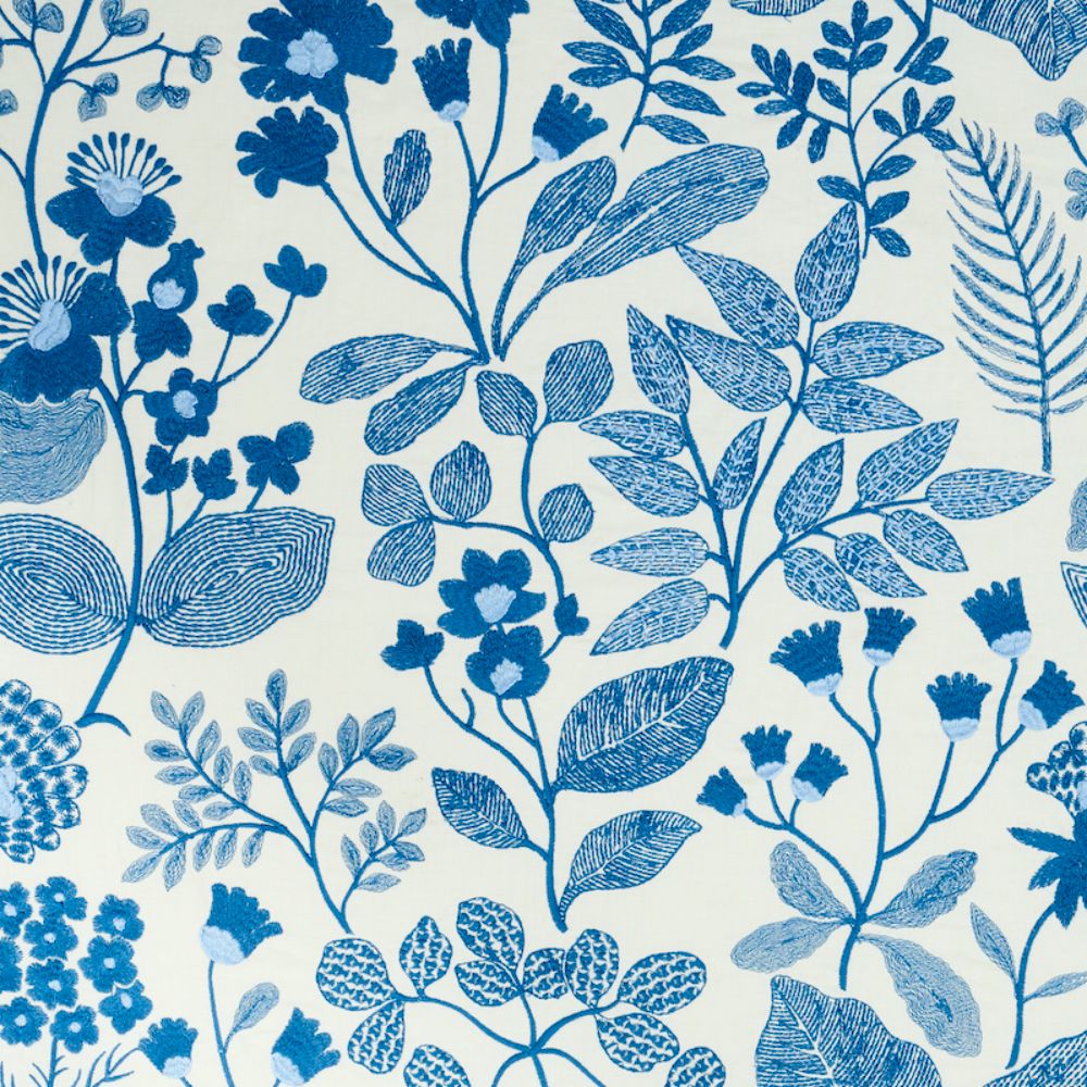 Schumacher 78311 Emaline Embroidery Fabric in Blue