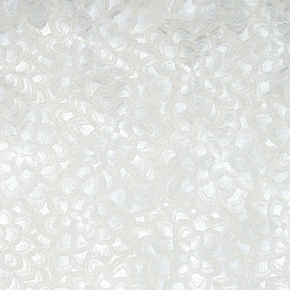 Schumacher 78341 Lotus Embroidery Fabric in Pearl