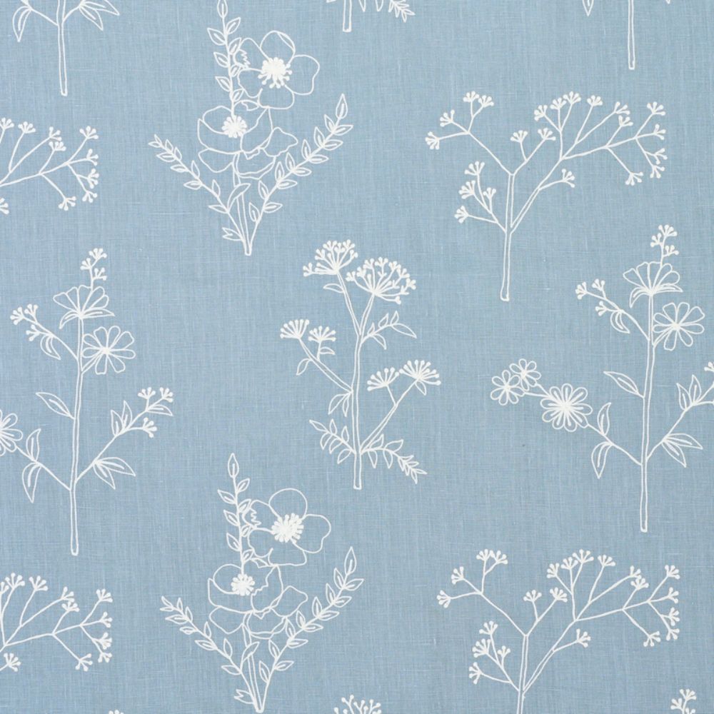 Schumacher 78360 Lisbeth Embroidery Fabric in Blue