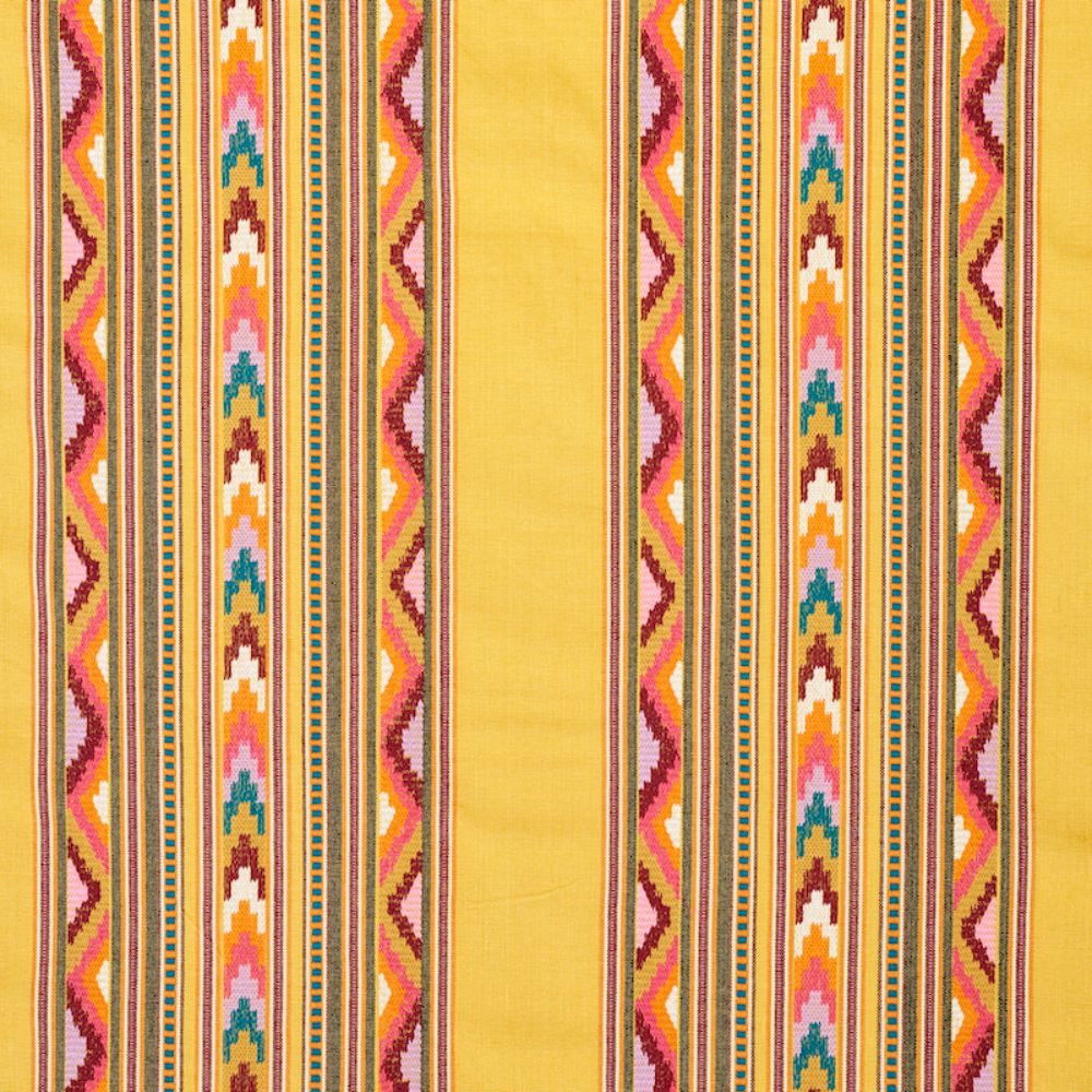 Schumacher 78391 Zarzuela Stripe Embroidery Fabric in Saffron