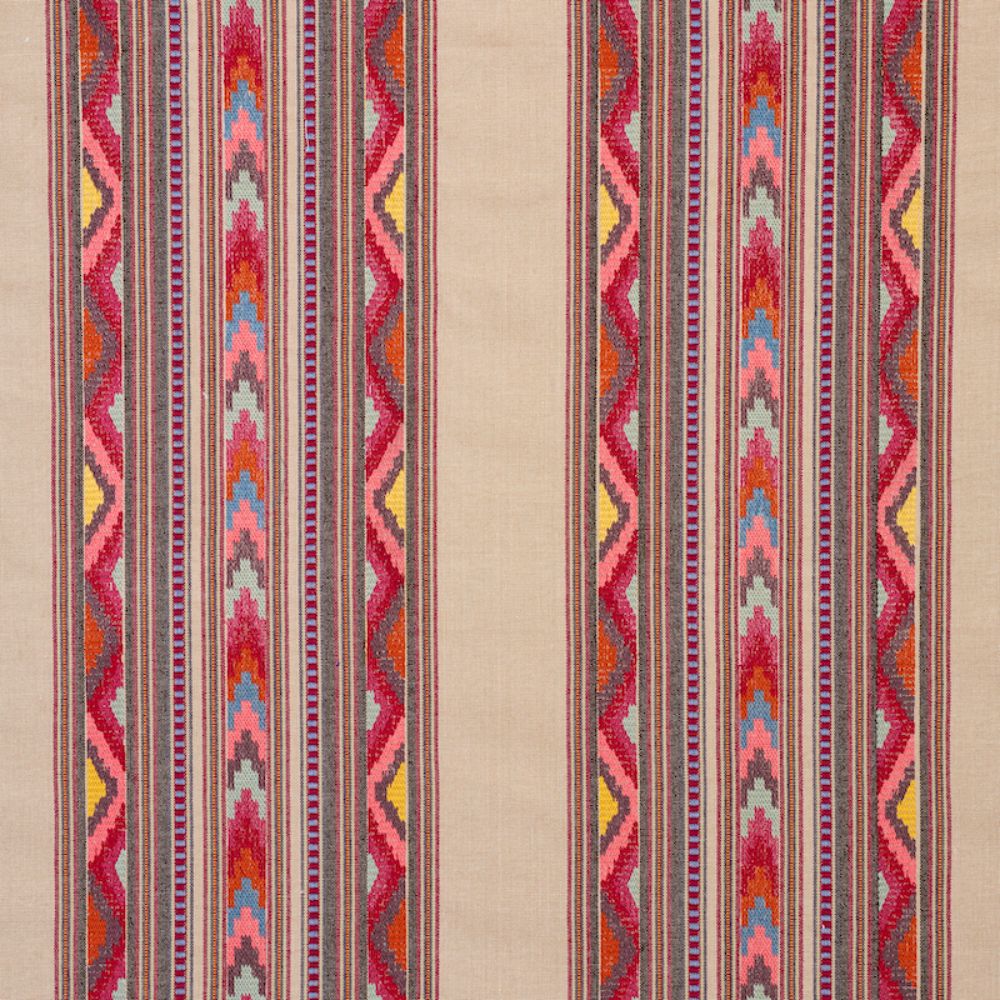 Schumacher 78392 Zarzuela Stripe Embroidery Fabric in Multi