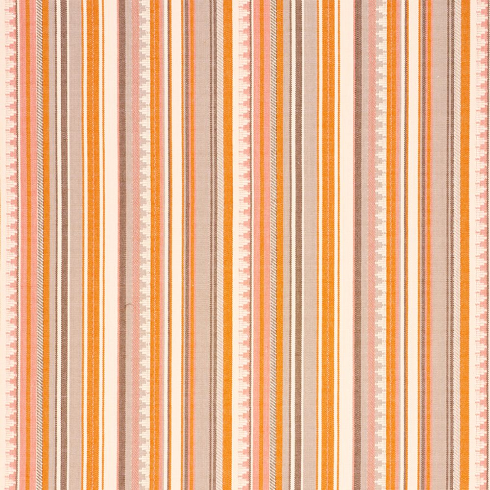 Schumacher 78732 Zuni Stripe Fabric in Orange & Pink