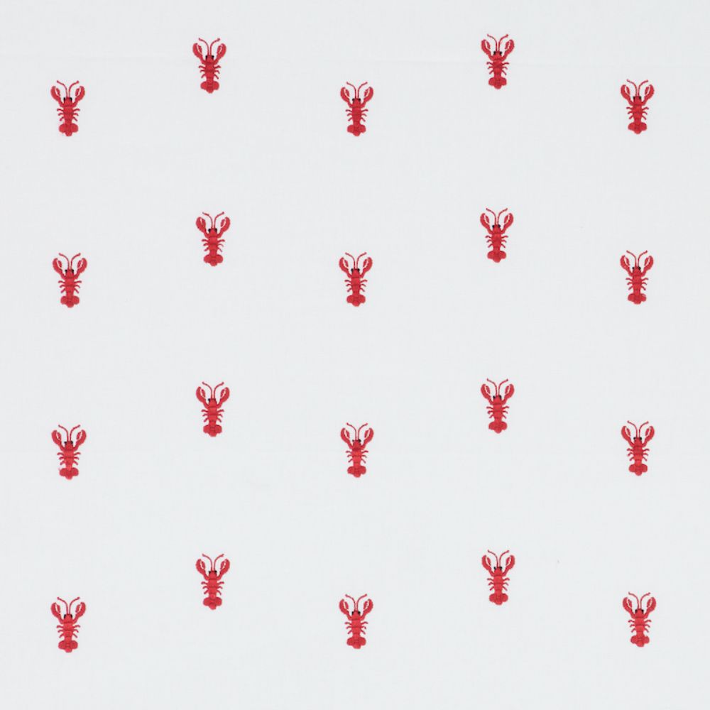 Schumacher 78801 Lobster Embroidery Fabric in White