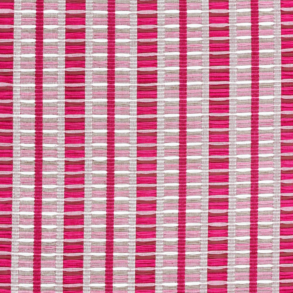 Schumacher 78821 Palopo Hand Woven Stripe Fabric in Flamingo