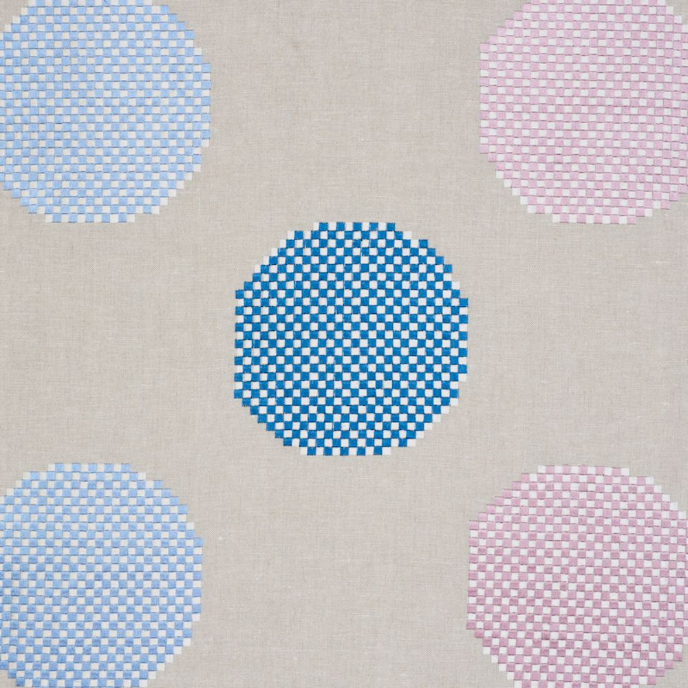 Schumacher 78941 Hansen Embroidery Fabric in Blue & Lilac