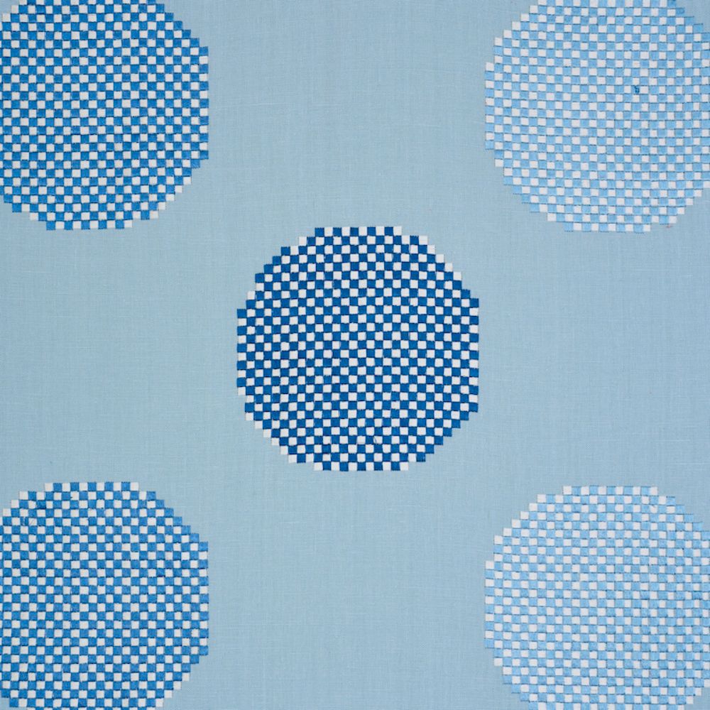 Schumacher 78942 Hansen Embroidery Fabric in Blue