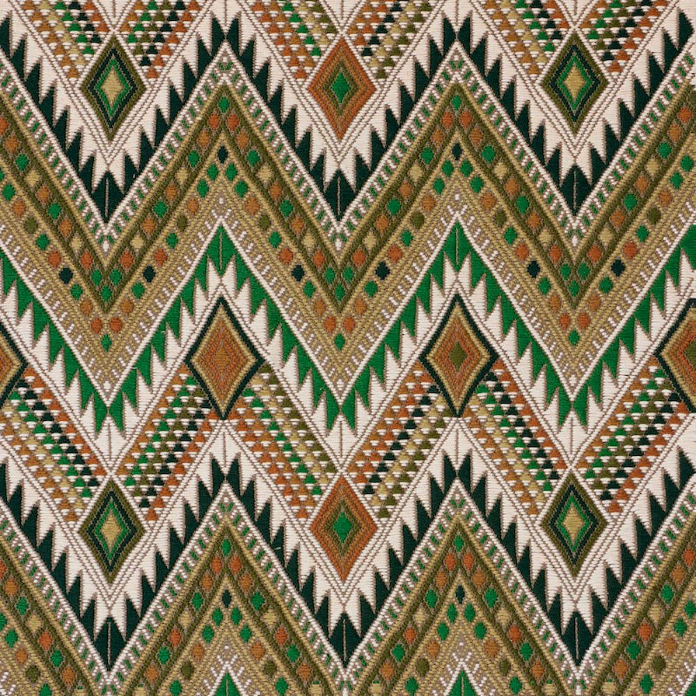 Schumacher 79243 Coyolate Hand Woven Brocade Fabric in Green