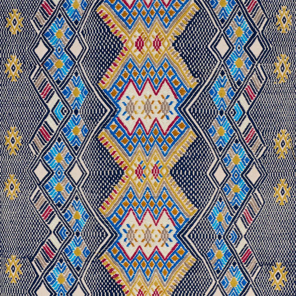 Schumacher 79260 Kaya Hand Woven Brocade Fabric in Blue