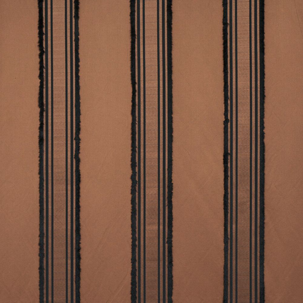 Schumacher 79451 Senza Satin Stripe Fabric in Brown
