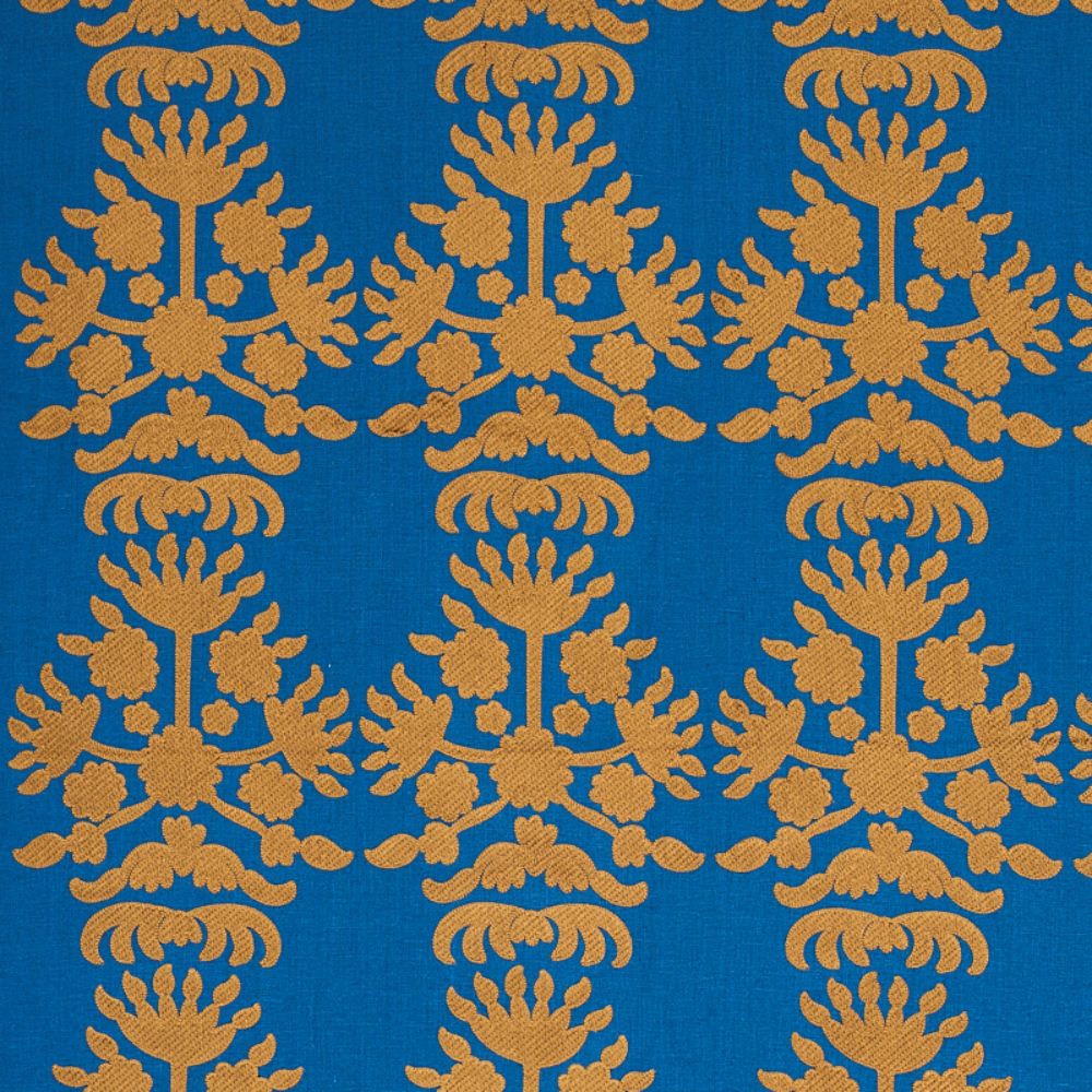 Schumacher 79470 Cybele Embroidery Fabric in Blue