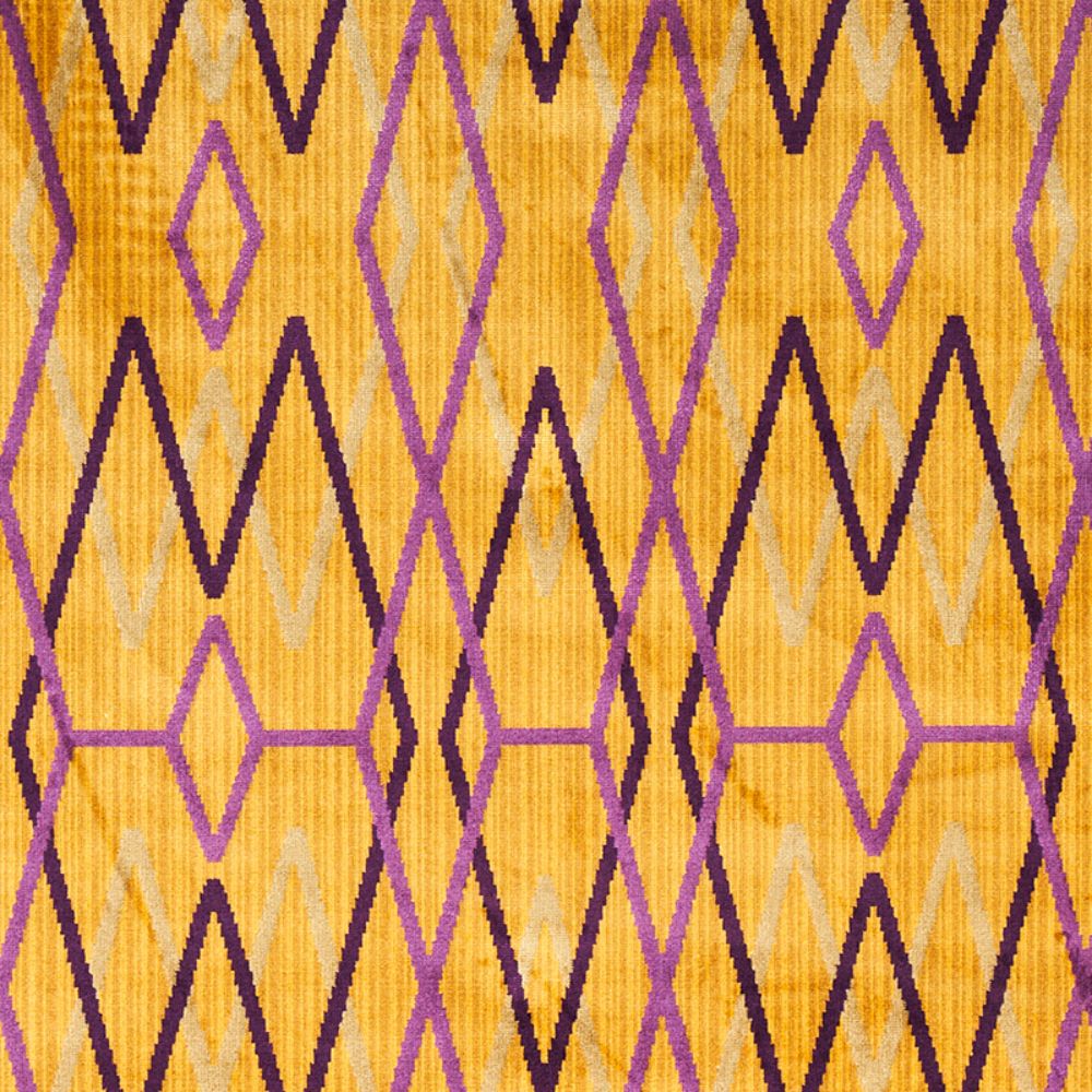 Schumacher 79532 Kyoto Trellis Fabric in Saffron