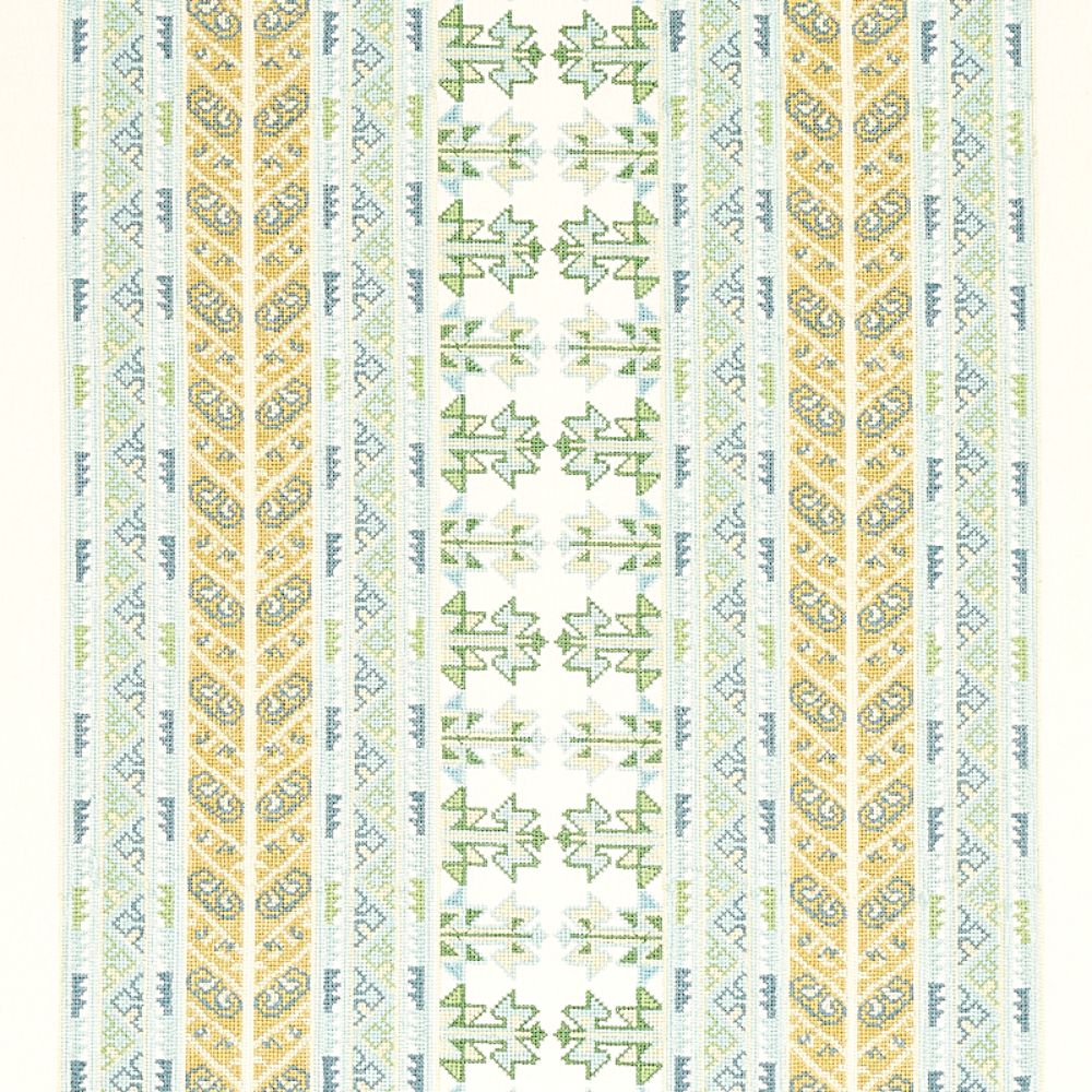 Schumacher 79620 Vinka Embroidery Fabric in Mineral & Ivory