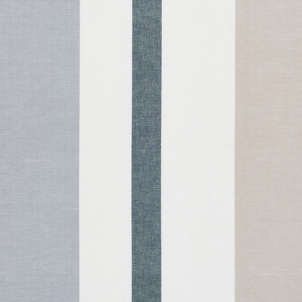Schumacher 79660 Lolland Linen Stripe Fabric in Grey & Sand