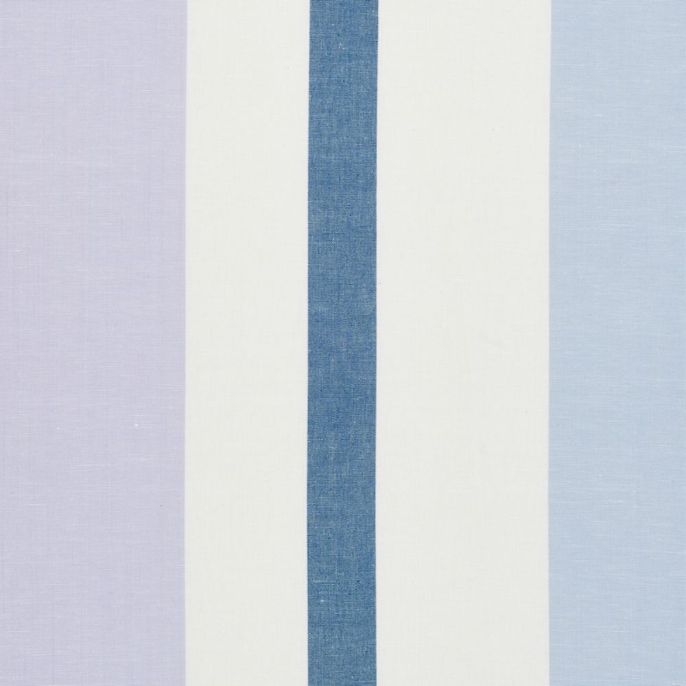 Schumacher 79661 Lolland Linen Stripe Fabric in Lilac & Blue