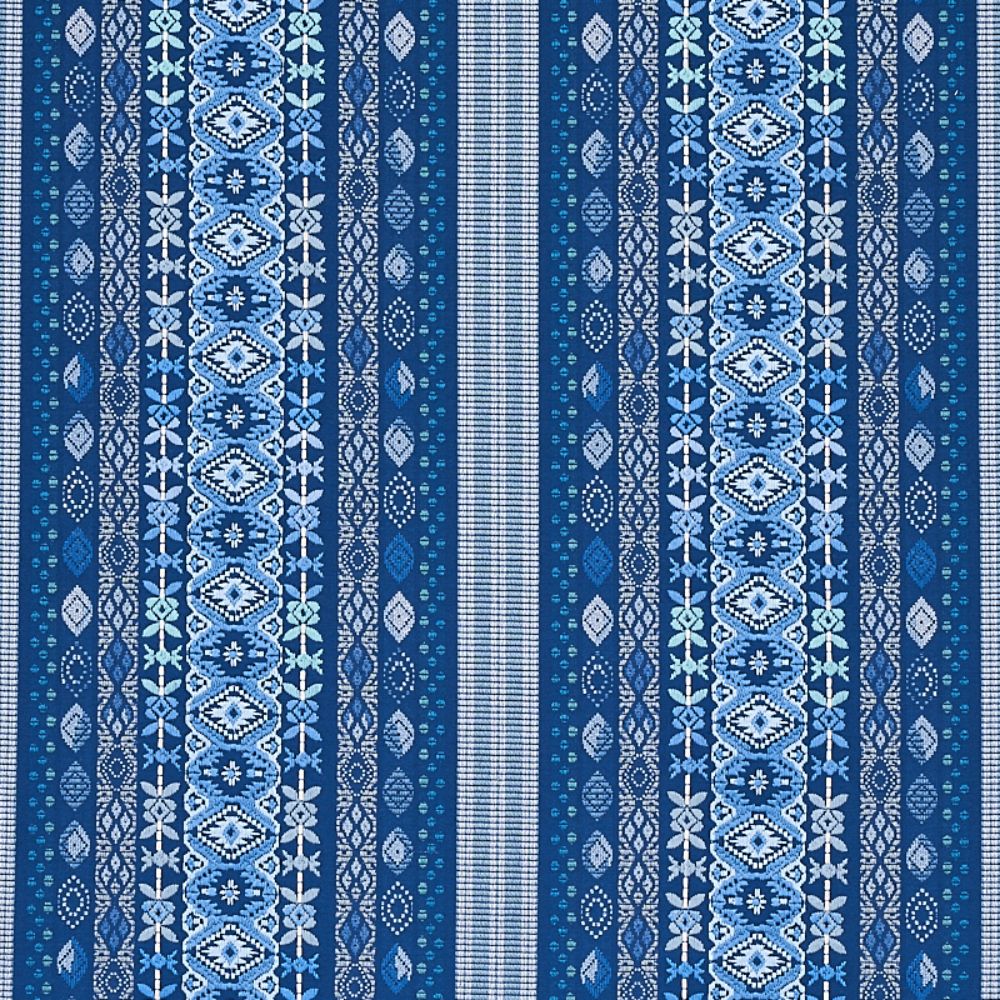 Schumacher 79680 Cosima Embroidery Fabric in Blue Multi