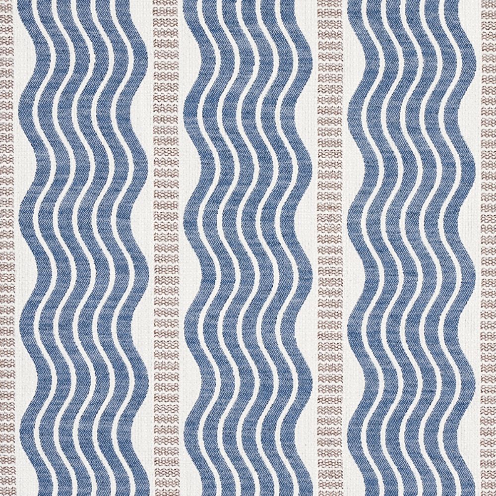 Schumacher 79941 Sina Stripe Fabric in Blue