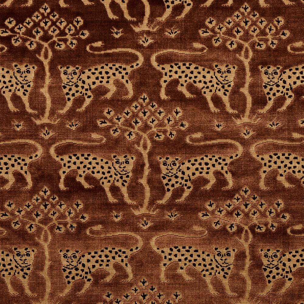 Schumacher 80083 Woodland Leopard Velvet Fabric in Sepia