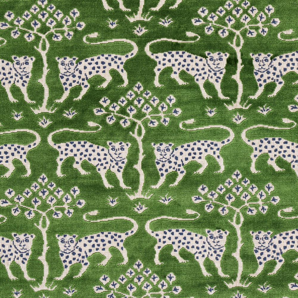 Schumacher 80084 Woodland Leopard Velvet Fabric in Emerald