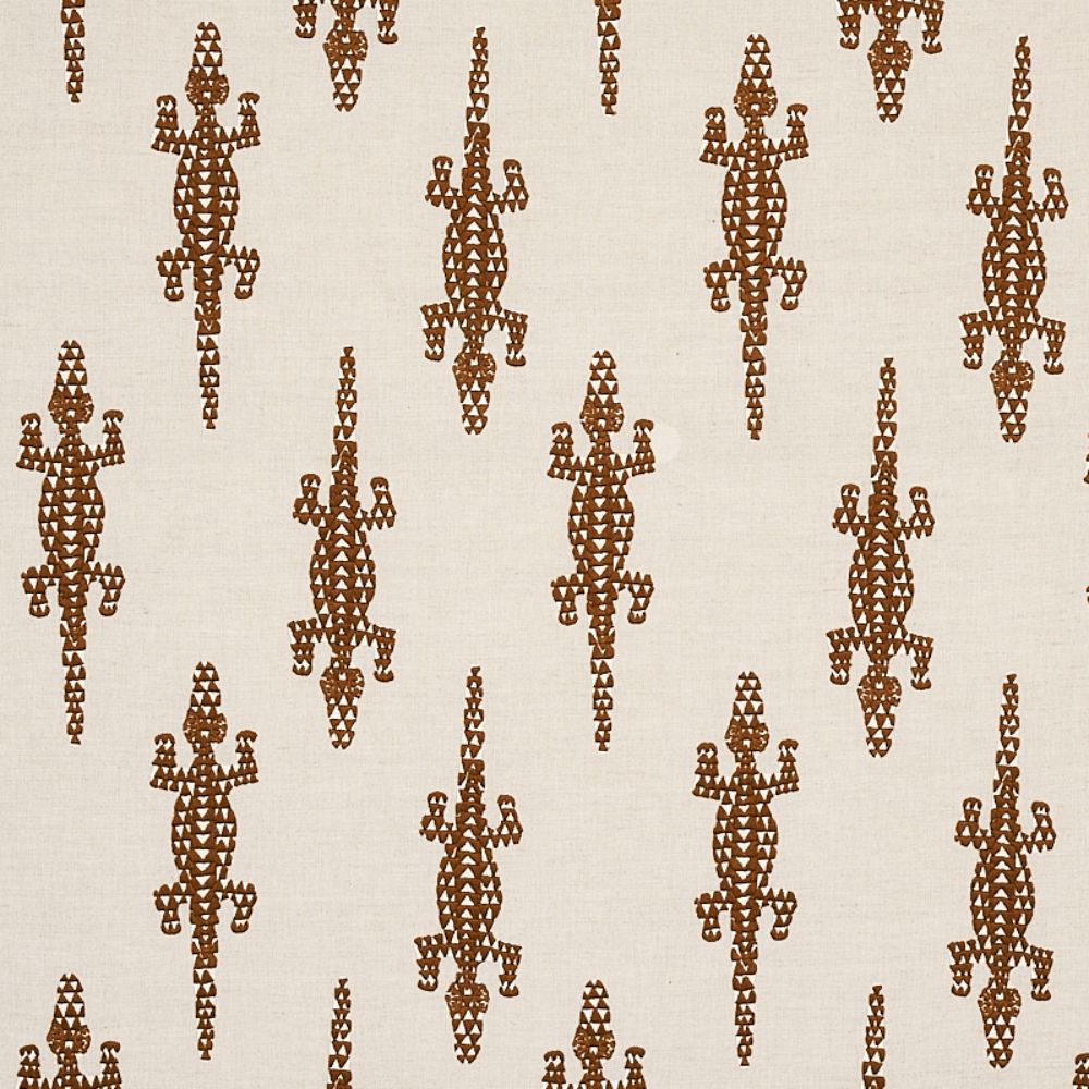 Schumacher 80201 Baracoa Embroidery Fabric in Brown