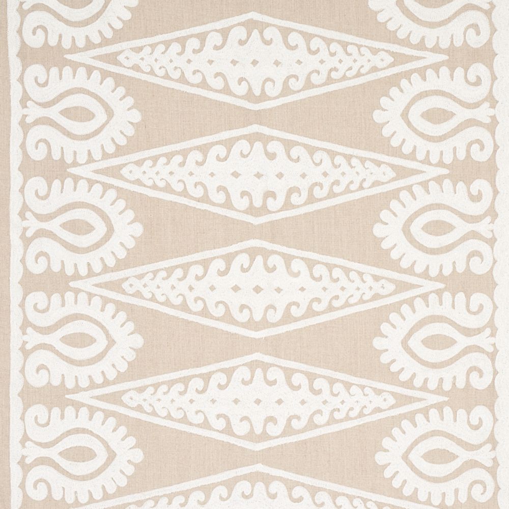 Schumacher 80211 Seema Embroidery Fabric in Ivory On Natural