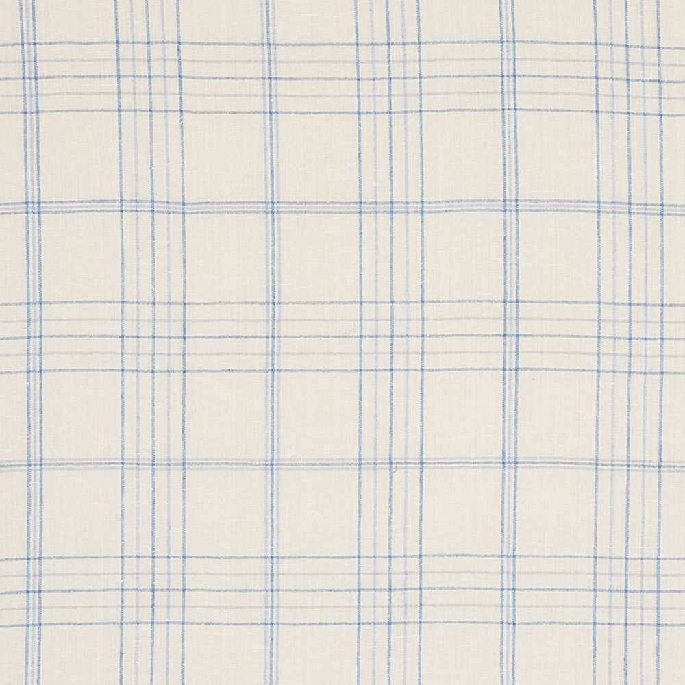 Schumacher 80301 Nils Plaid Linen Fabrics in Blue