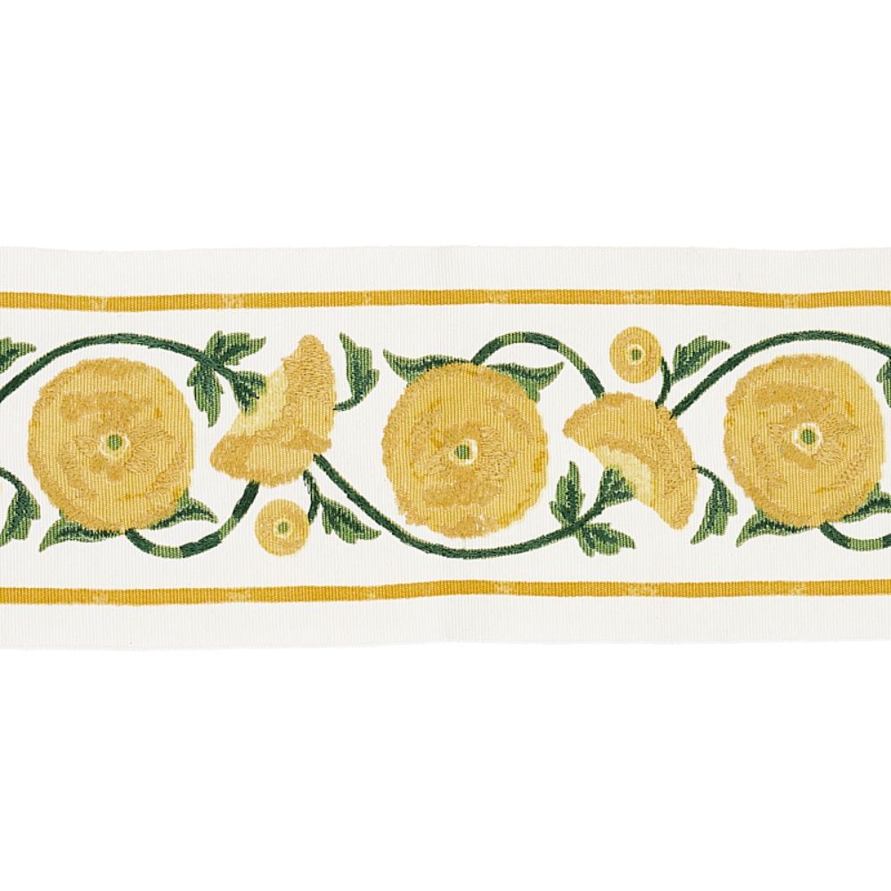 Schumacher 80391 Saranda Flower Embroidery Tape Trim in Marigold