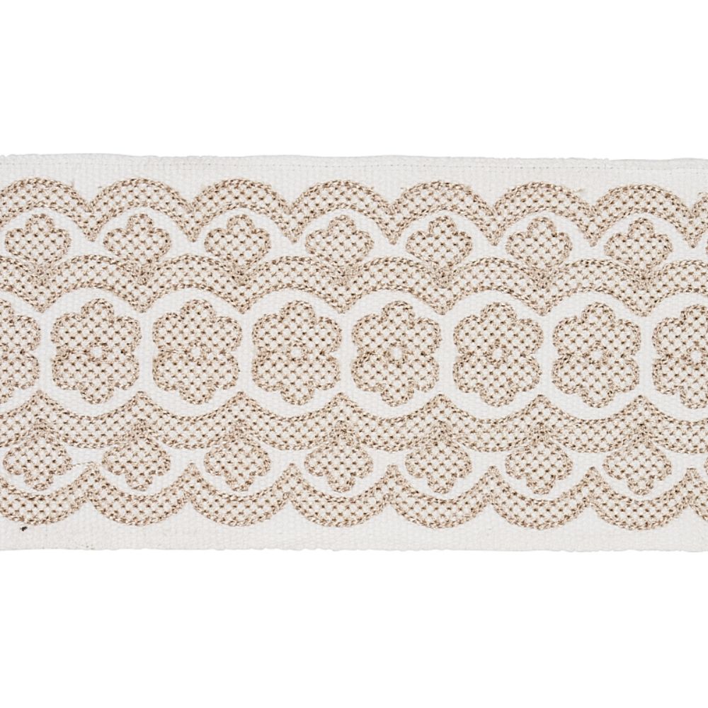 Schumacher 80440 Astrid Embroidered Tape Trims in Natural