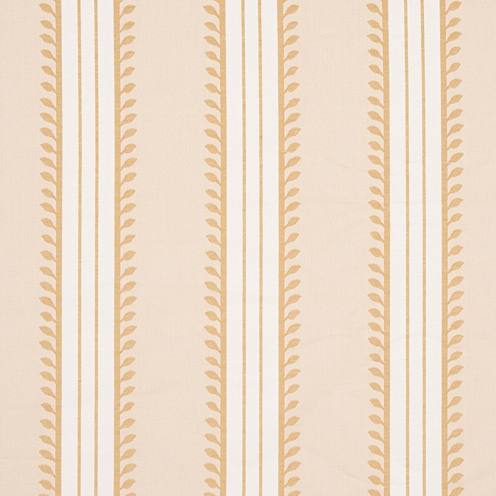 Schumacher 80720 Etruscan Stripe Fabrics in Ivory & Ochre
