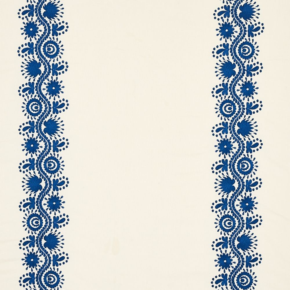 Schumacher 80741 Theodora Embroidery Fabrics in Blue