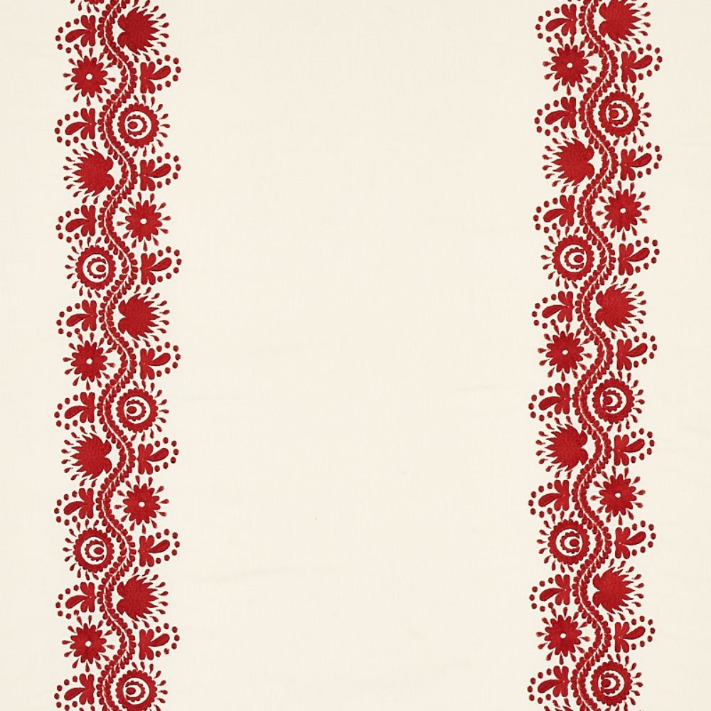 Schumacher 80742 Theodora Embroidery Fabrics in Red