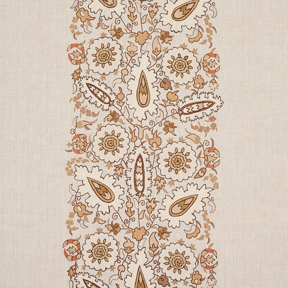 Schumacher 80752 Anatolia Embroidery Fabrics in Natural