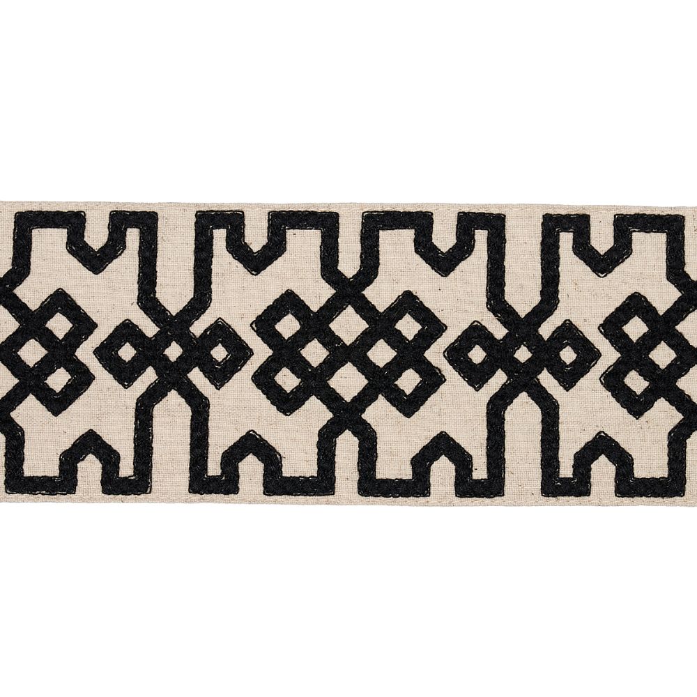 Schumacher 80880 Knotted Trellis Tape in Trims in Black On Unbleached