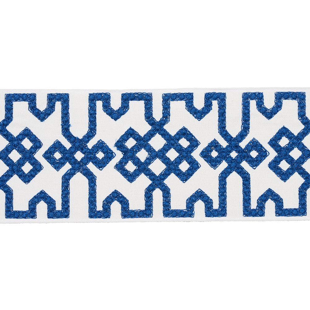 Schumacher 80883 Knotted Trellis Tape in Trims in Blue On White