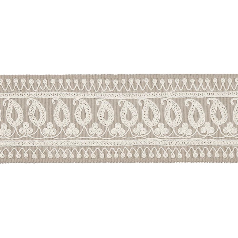 Schumacher 81231 Full Bloom Paisley Embroidered Tape Trim in Sand
