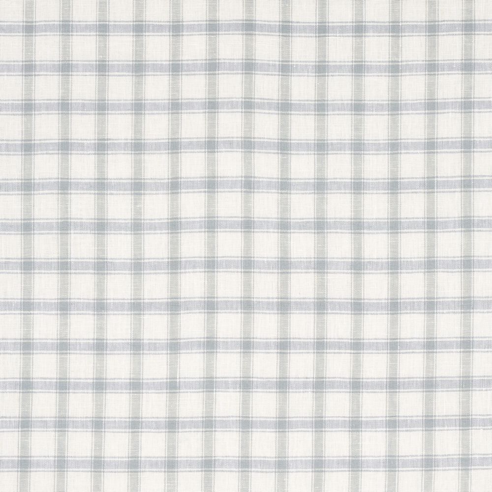 Schumacher 81450 Crawford Linen Check Fabrics in Jasper Blue