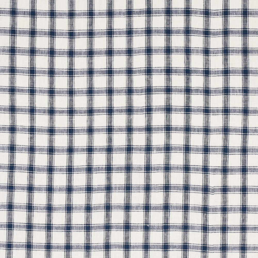 Schumacher 81451 Crawford Linen Check Fabrics in Indigo