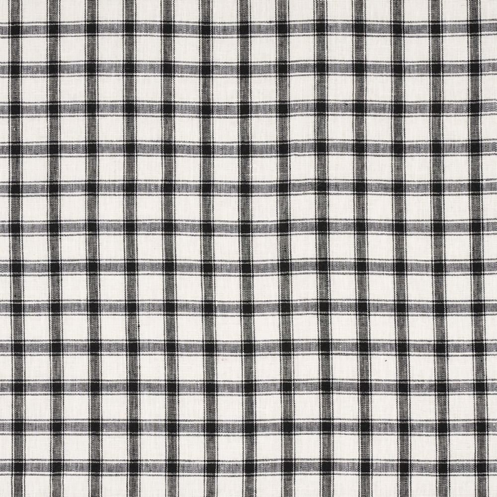 Schumacher 81452 Crawford Linen Check Fabrics in Basalt