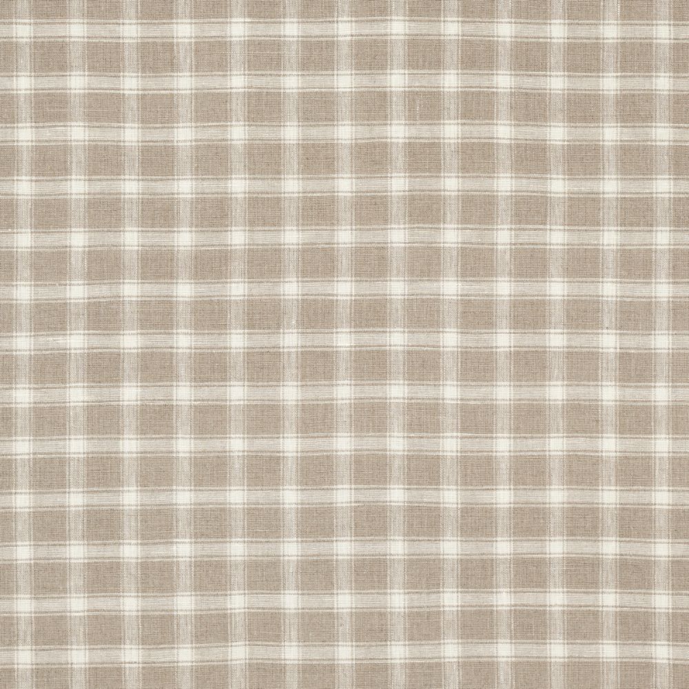 Schumacher 81453 Crawford Linen Check Fabrics in Flax