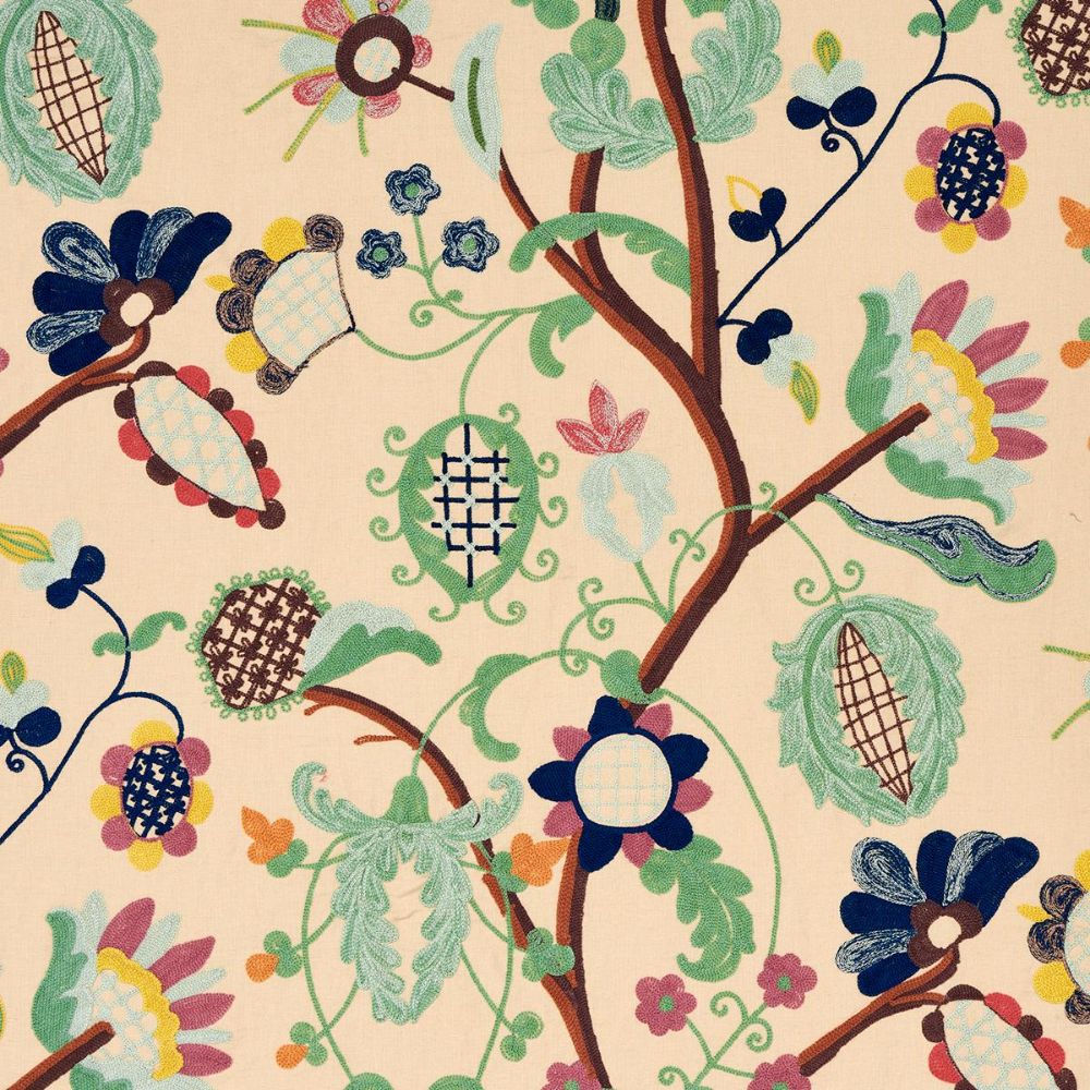 Schumacher 81510 Uncommon Threads Mandevilla Embroidery Fabric in Document