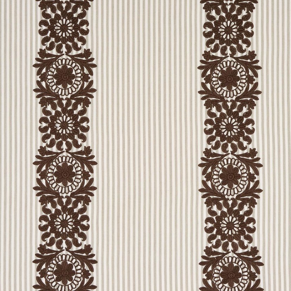 Schumacher 81540 Uncommon Threads Joelle Stripe Fabric in Chocolate