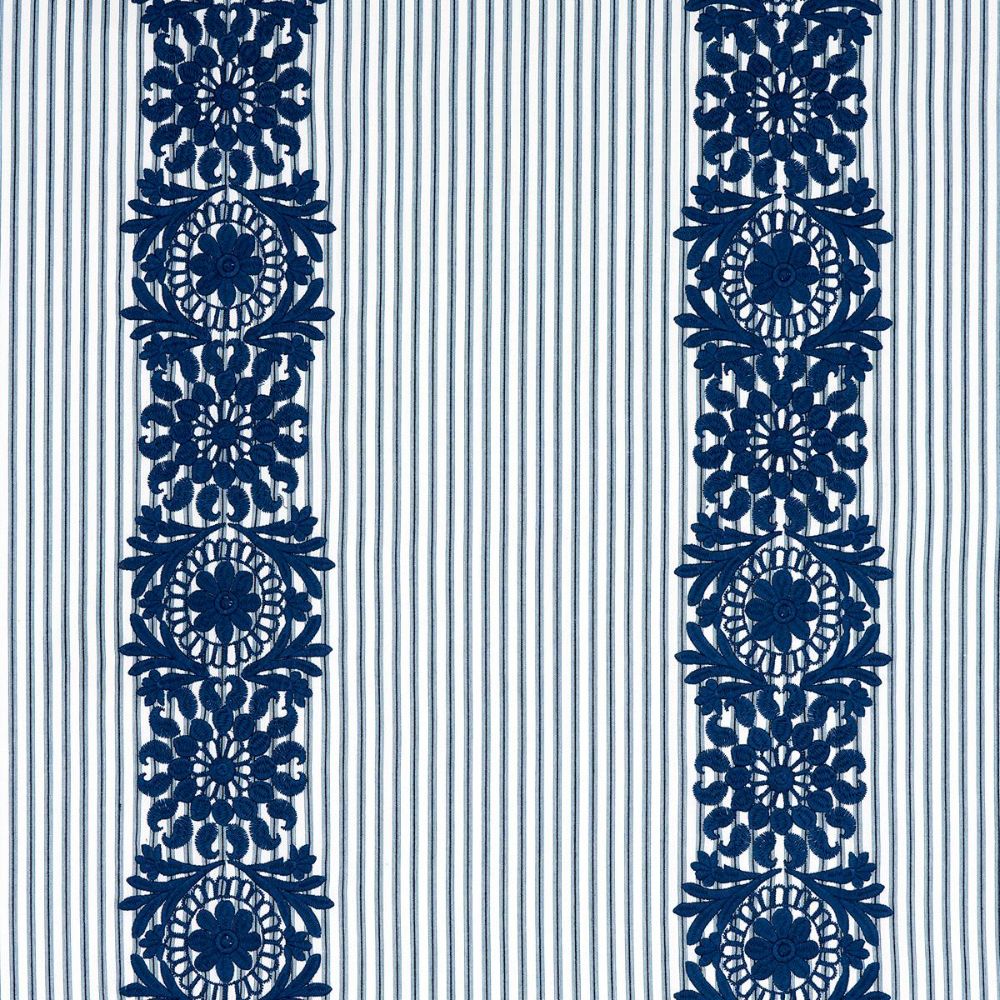 Schumacher 81541 Uncommon Threads Joelle Stripe Fabric in Blue