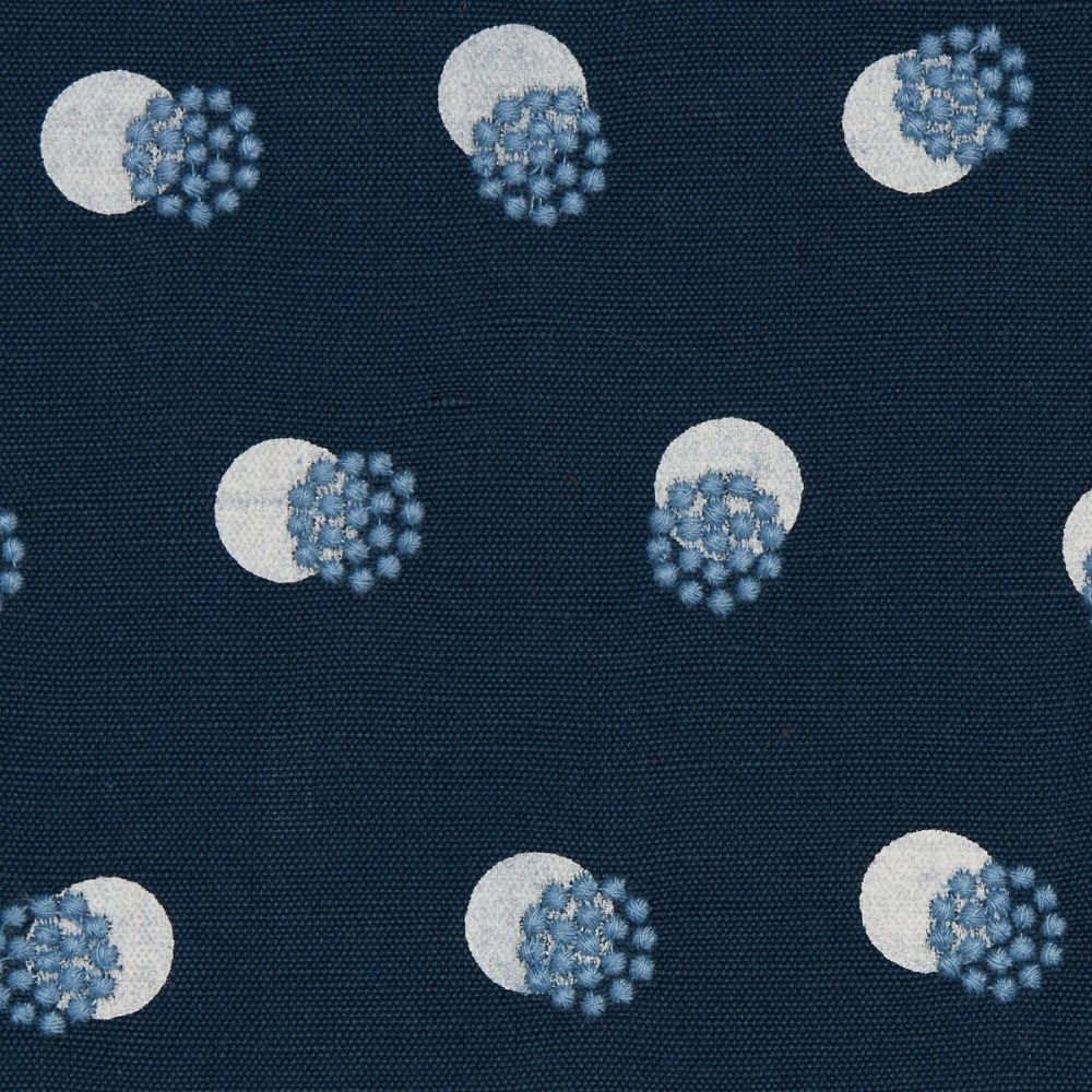 Schumacher 81843 Easy Elements Taylor Embroidery Fabric in Sky On Navy