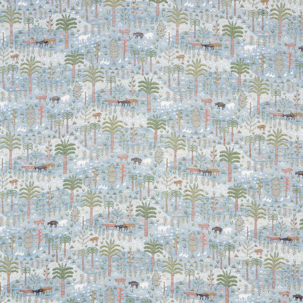 Schumacher 81961 Uncommon Threads Las Colinas Scenic Tapestry Fabric in Blue