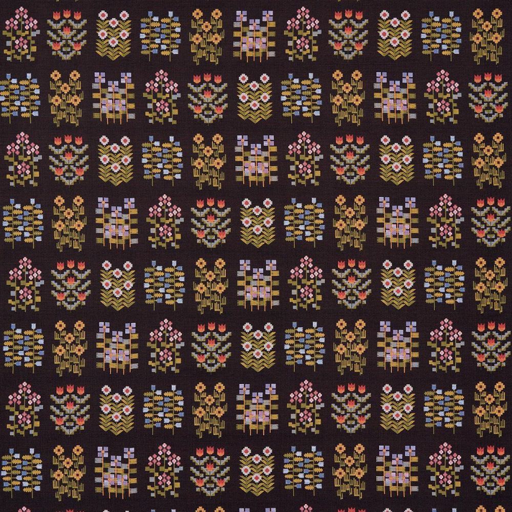 Schumacher 81972 Uncommon Threads Annika Floral Tapestry Fabric in Multi On Espresso