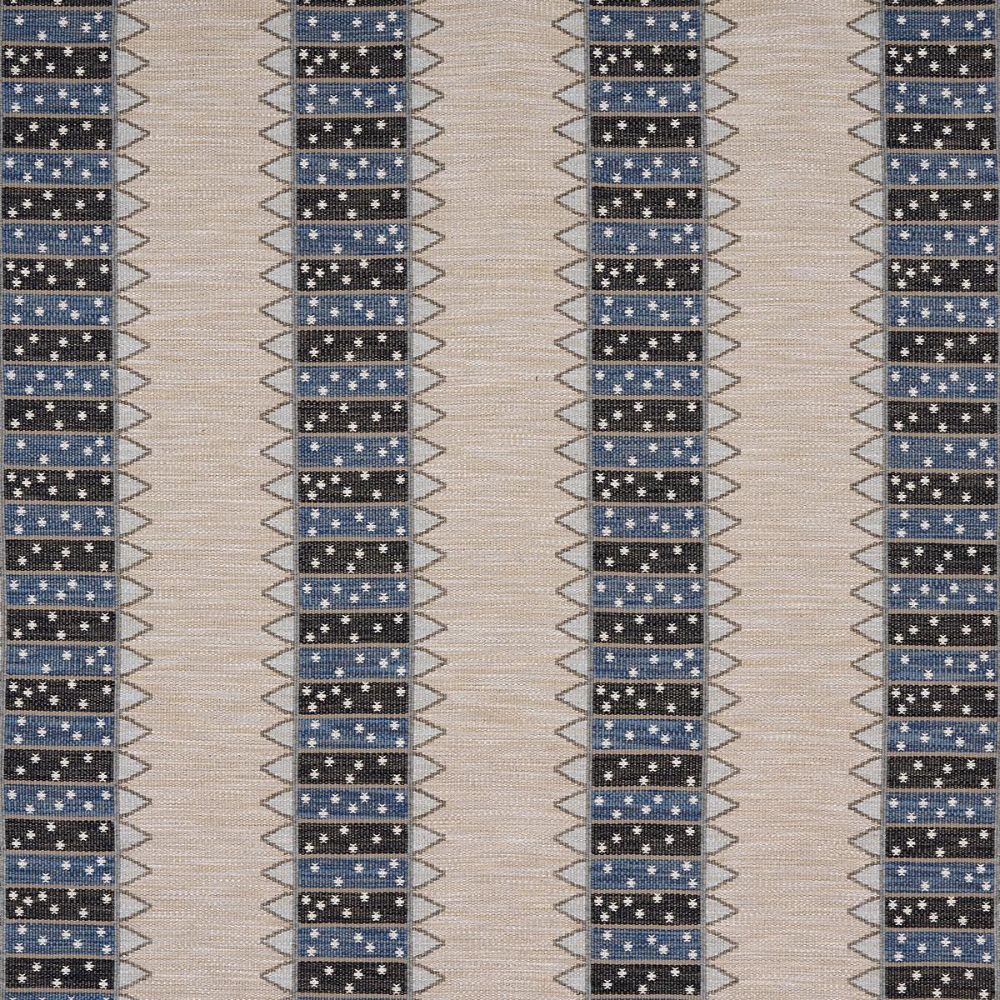 Schumacher 81982 Uncommon Threads Noor Kilim Stripe Fabric in Indigo