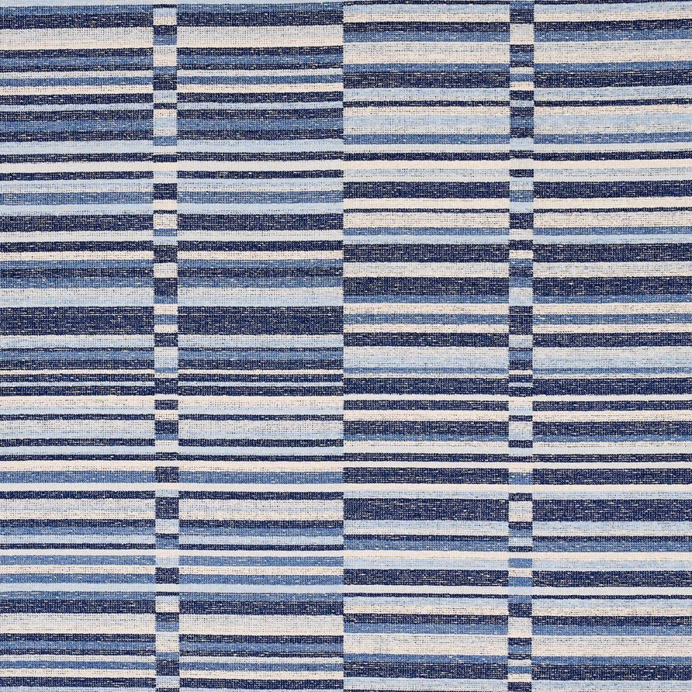 Schumacher 82010 Uncommon Threads Tierra Stripe Fabric in Blue