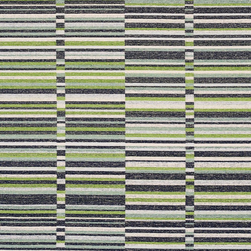 Schumacher 82011 Uncommon Threads Tierra Stripe Fabric in Green & Blue