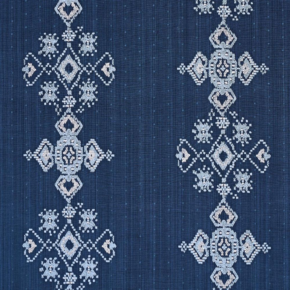 Schumacher 82070 Bohemia Nadira Embroidery Fabric in Indigo