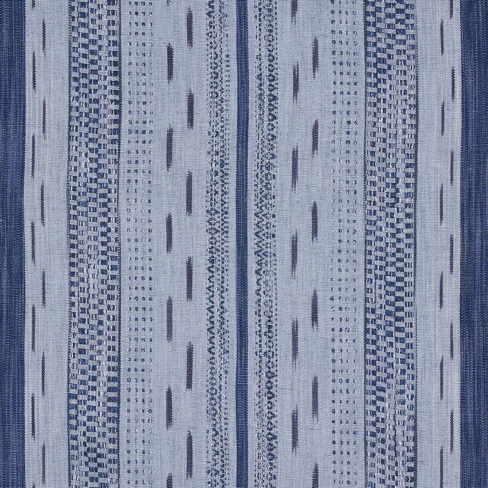 Schumacher 82112 Bohemia Mirza Ikat Stripe Fabric in Indigo On Chambray